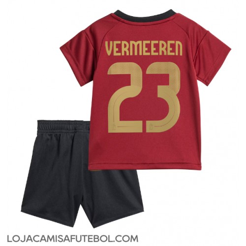 Camisa de Futebol Bélgica Arthur Vermeeren #23 Equipamento Principal Infantil Europeu 2024 Manga Curta (+ Calças curtas)